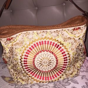 Unused Cole Haan SIERRA Red Embroidered Hobo BAG